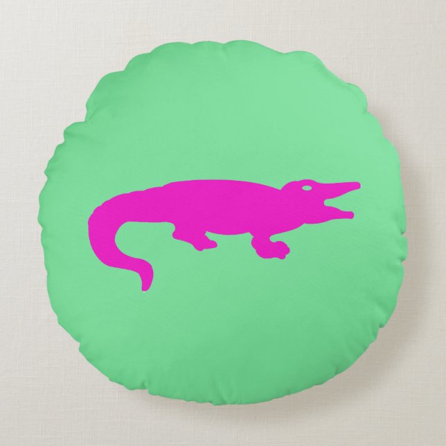 Preppy Roze Krokodil Kussen (Voorkant)