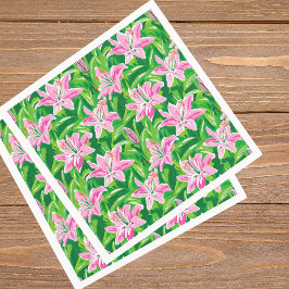 Preppy Roze Lelie Bloemrijke Chic Tuinfeest Servet