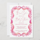 Preppy roze lint kant meisjes baby shower kaart (Voorkant)