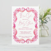 Preppy roze lint kant meisjes baby shower kaart (Staand voorkant)