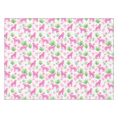 Preppy Roze Luipaard Bloem / Chic Dier Wit Tafelkleed (Voorkant (Horizontaal))