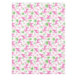 Preppy Roze Luipaard Bloem / Chic Dier Wit Tafelkleed