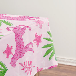 Preppy Roze Luipaard Bloem / Chic Roze Dier Tafelkleed