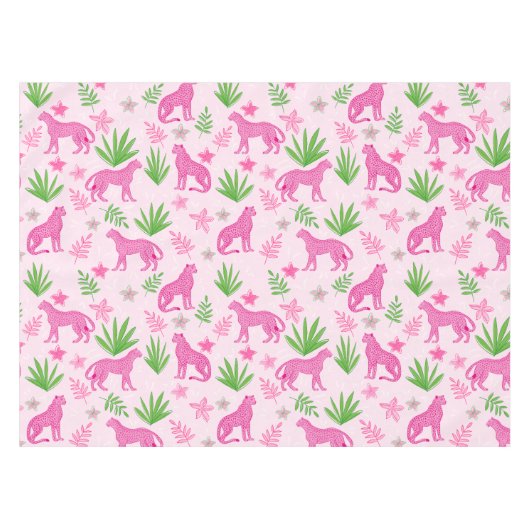 Preppy Roze Luipaard  Tafelkleed (Voorkant (Horizontaal))