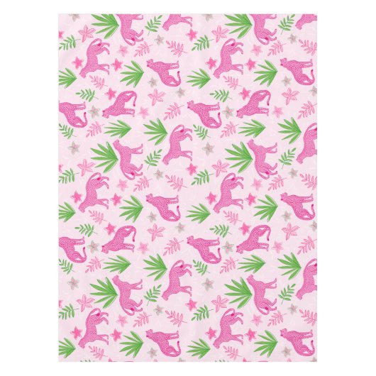 Preppy Roze Luipaard  Tafelkleed (Voorkant)