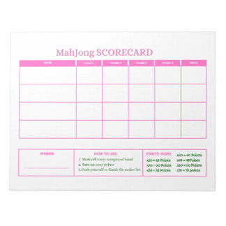 Preppy Roze Mahjong-scorekaart Tracker Notitieblok