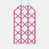 Preppy Roze Marine Trellis Bamboe Patroon Aangepas Cadeaulabel (Achterkant)