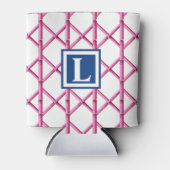 Preppy Roze Marine Trellis Bamboe Patroon Monogram Blikjeskoeler (Voorkant)