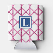 Preppy Roze Marine Trellis Bamboe Patroon Monogram Blikjeskoeler (Achterkant)
