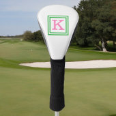 Preppy Roze Monogram met Groene Rand Golfheadcover