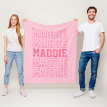 Preppy Roze Monogram Naam Deken