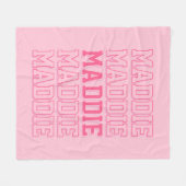 Preppy Roze Monogram Naam Deken (Voorkant (Horizontaal))