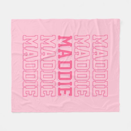 Preppy Roze Monogram Naam Deken (Voorkant (Horizontaal))