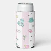 Preppy Roze Monogram Pickleball Cadeau voor Haar Seltzer Blikjeskoeler (Seltzer Achterkant)