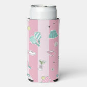 Preppy Roze Monogram Pickleball Cadeau voor Haar Seltzer Blikjeskoeler (Seltzer Achterkant)