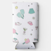 Preppy Roze Monogram Pickleball Gift voor haar Seltzer Blikjeskoeler (Achterkant)