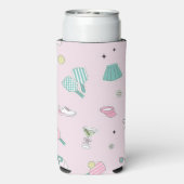 Preppy Roze Monogram Pickleball Gift voor haar Seltzer Blikjeskoeler (Seltzer Achterkant)