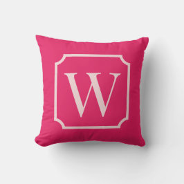 Preppy Roze Monogram Studentenhuis Kussen