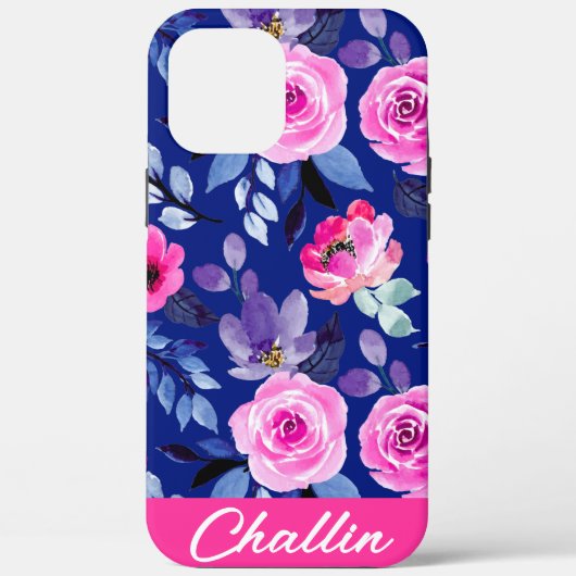 Preppy Roze Navy Palm Bloemstuk Persoonlijke iPhon Case-Mate iPhone Case (Achterkant)