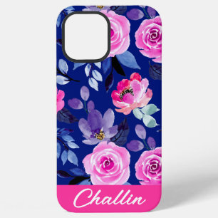 Preppy Roze Navy Palm Bloemstuk Persoonlijke iPhon iPhone 12 Pro Max Hoesje