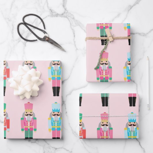 Preppy Roze Notenkraker Wrapping Paper Sheets (Voorkant)