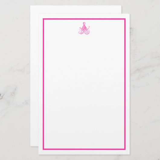 Preppy roze octopus briefpapier (Voorkant / Achterkant)