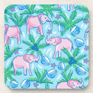 Preppy Roze Olifant Tropisch Bier Onderzetter