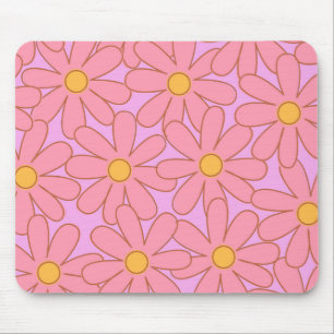Preppy Roze Paarse Bloem Eenvoudig Bloemmotief Muismat