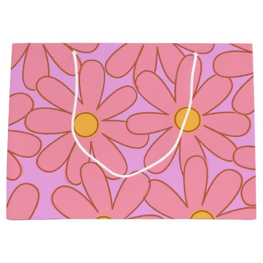 Preppy Roze Paarse bloemeneenvoudige bloemenpatroo Groot Cadeauzakje (Voorkant)