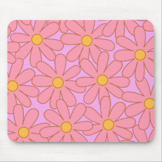 Preppy Roze Paarse bloemeneenvoudige bloemenpatroo Muismat