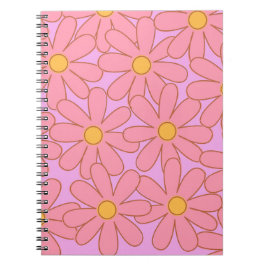 Preppy Roze Paarse bloemeneenvoudige bloemenpatroo Notitieboek