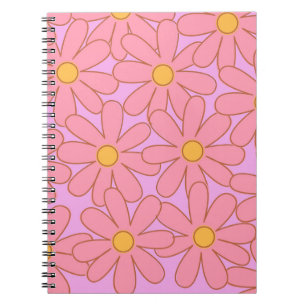 Preppy Roze Paarse bloemeneenvoudige bloemenpatroo Notitieboek