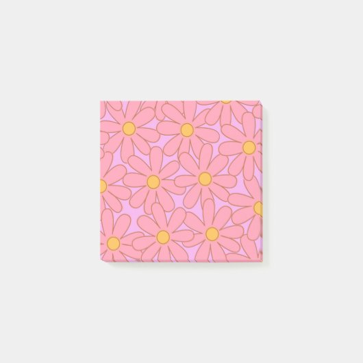 Preppy Roze Paarse bloemeneenvoudige bloemenpatroo Post-it® Notes (Voorkant)