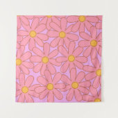 Preppy Roze Paarse bloemeneenvoudige bloemenpatroo Wandkleed (Voorkant (horizontaal))