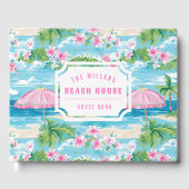 Preppy roze paraplu | Beach House Gastenboek (Voorkant)