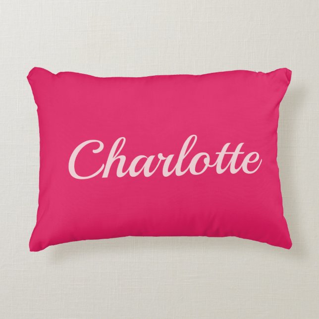 Preppy Roze Persoonlijke Naam Slaapkamer Kussen (Voorkant)