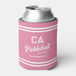 Preppy Roze Pickleball Club Custom Crest Party Blikjeskoeler
