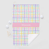 Preppy Roze Plaid Dames Gepersonaliseerd Golfhanddoek (Insitu)