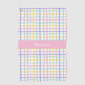Preppy Roze Plaid Dames Gepersonaliseerd Golfhanddoek (Voorkant)