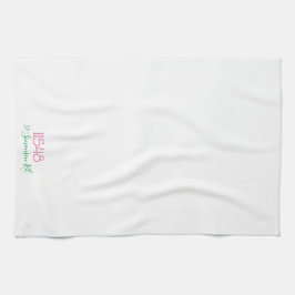 Preppy Roze Postcode Groen Schrift Adres Custom Theedoek