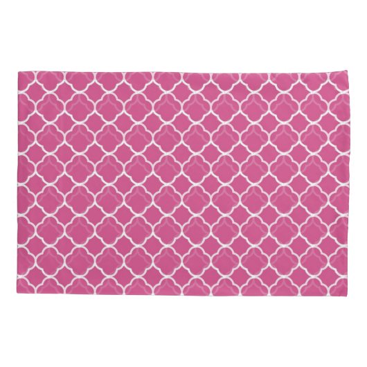 Preppy Roze Quatrefoil Kussens Kussensloop (Achterkant-Links)