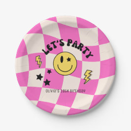 Preppy Roze Retro Verjaardag Papieren Bord