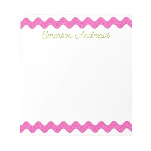 Preppy Roze Ric Rac Persoonlijk Notitieblok (Voorkant)
