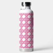Preppy Roze Riet Rattan Lattice Monogram Waterfles (Rechts)