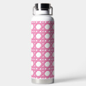 Preppy Roze Riet Rattan Lattice Monogram Waterfles (Achterkant)