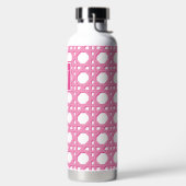 Preppy Roze Riet Rattan Lattice Monogram Waterfles (Links)