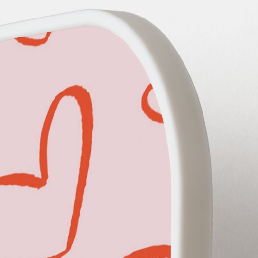 Preppy roze & rode harten patroon pickleball paddle (Links Detail)