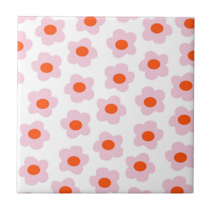 Preppy Roze Rode Hippie Bloem Patroon Tegeltje