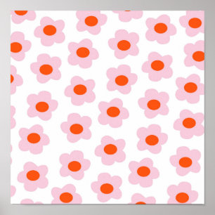 Preppy roze rode hippie fluitpatroon poster