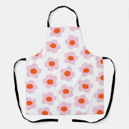 Preppy roze rode hippie fluitpatroon schort